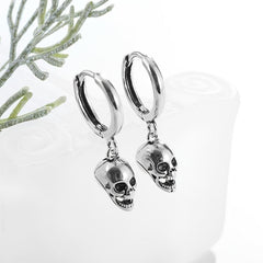 Retro Gothic Silver Skull Pendant Earrings Halloween Gift