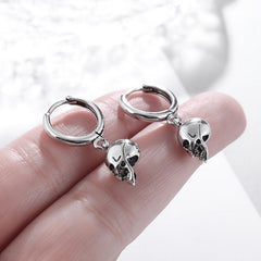 Retro Gothic Silver Skull Pendant Earrings Halloween Gift