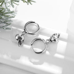 Retro Gothic Silver Skull Pendant Earrings Halloween Gift