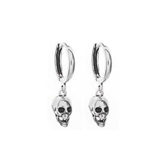 Retro Gothic Silver Skull Pendant Earrings Halloween Gift