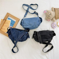 Kids Denim Crossbody Bag Boys Girls Canvas Shoulder Bag