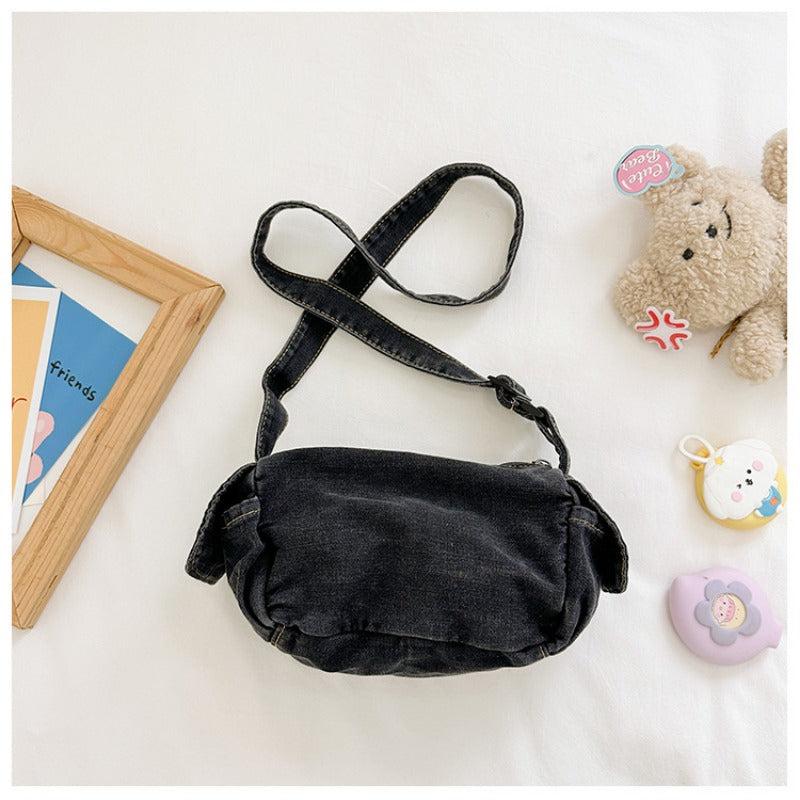 Kids Denim Crossbody Bag Boys Girls Canvas Shoulder Bag