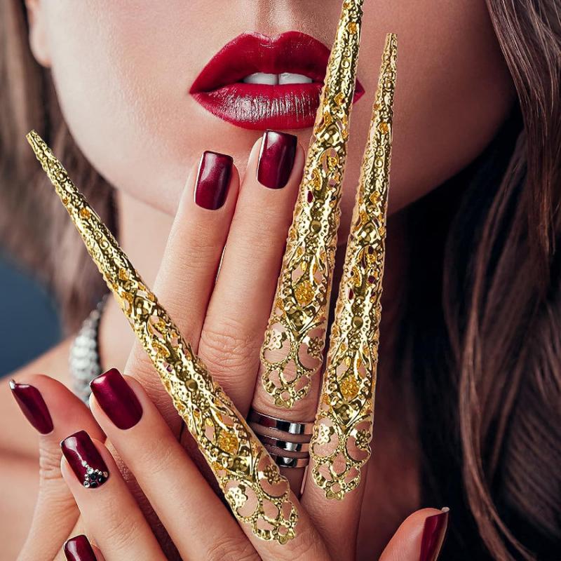 Ancient Queen Claw Nail Rings 10pcs for Halloween Cosplay
