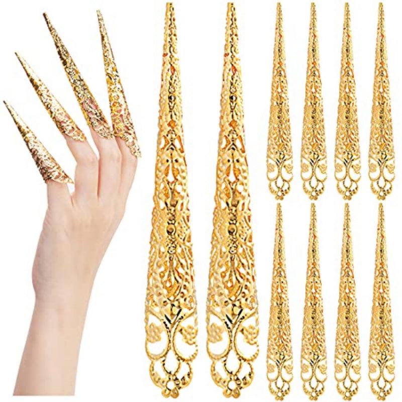 Ancient Queen Claw Nail Rings 10pcs for Halloween Cosplay