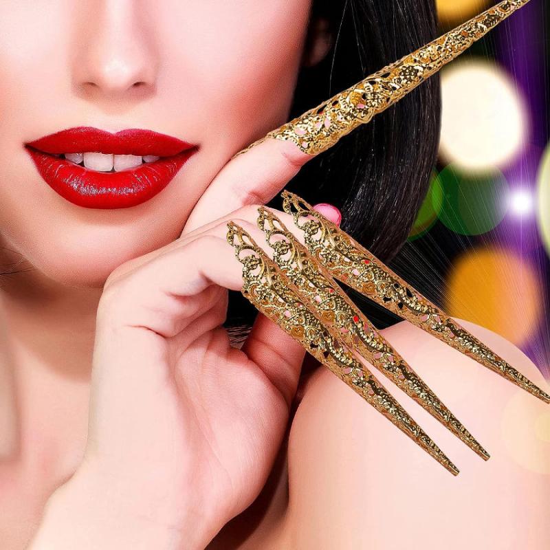 Ancient Queen Claw Nail Rings 10pcs for Halloween Cosplay