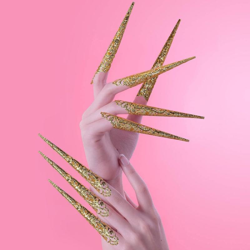 Ancient Queen Claw Nail Rings 10pcs for Halloween Cosplay