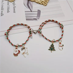 Christmas Love Magnet Braided Couple Bracelet Set