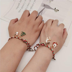 Christmas Love Magnet Braided Couple Bracelet Set