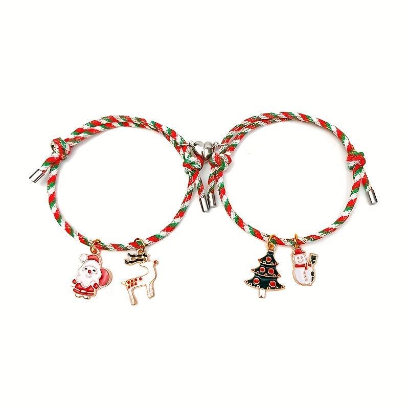 Christmas Love Magnet Braided Couple Bracelet Set