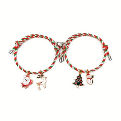 Christmas Love Magnet Braided Couple Bracelet Set