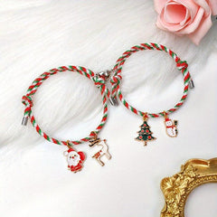 Christmas Love Magnet Braided Couple Bracelet Set