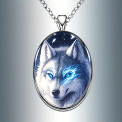 Wolf Round Pendant Necklace Hip Hop Animal Necklace
