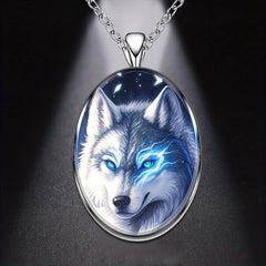 Wolf Round Pendant Necklace Hip Hop Animal Necklace