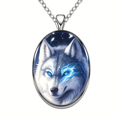 Wolf Round Pendant Necklace Hip Hop Animal Necklace