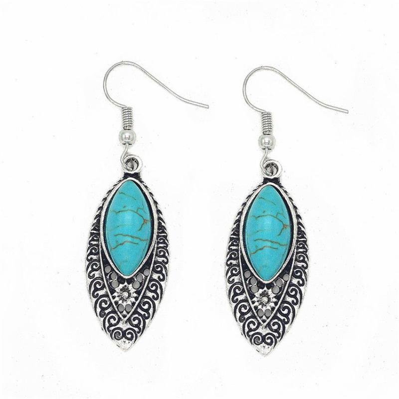 Bohemian Retro Earrings Ethnic Exaggerated Carved Bronze Metal Set