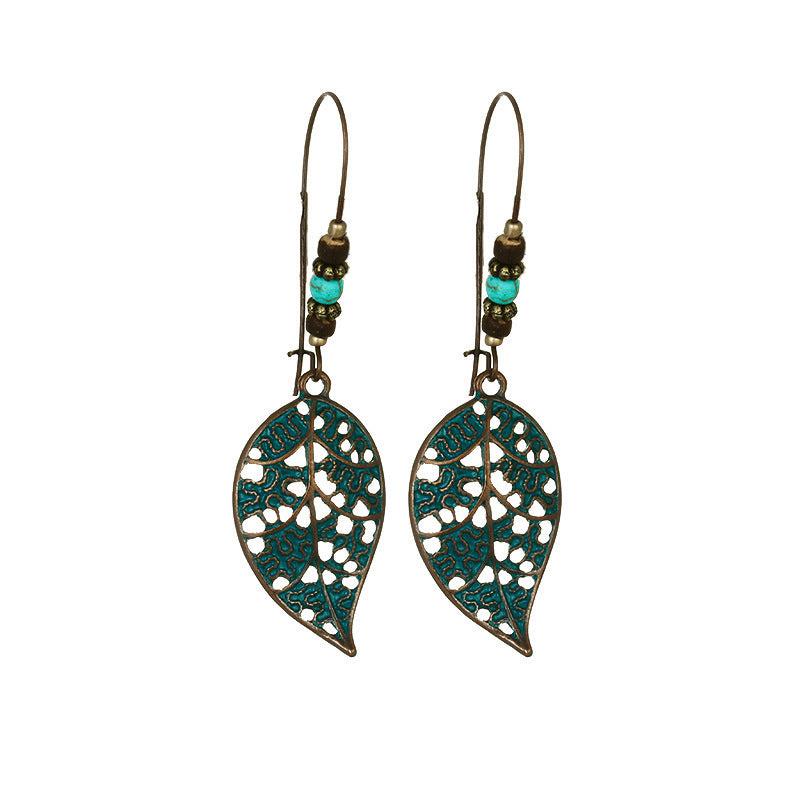 Bohemian Retro Earrings Ethnic Exaggerated Carved Bronze Metal Set