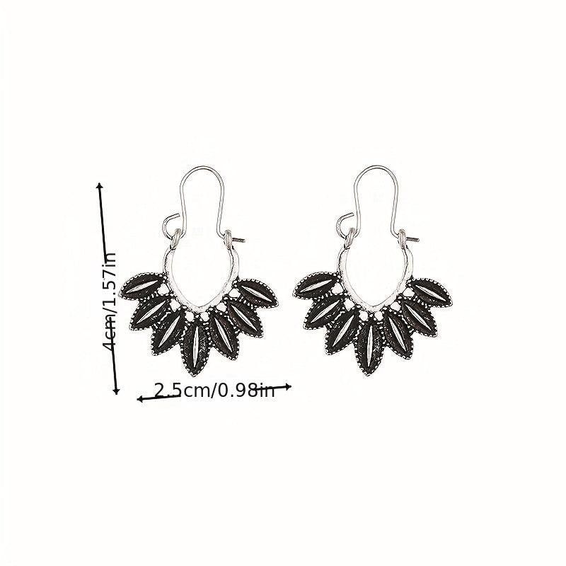 Bohemian Retro Earrings Ethnic Exaggerated Carved Bronze Metal Set