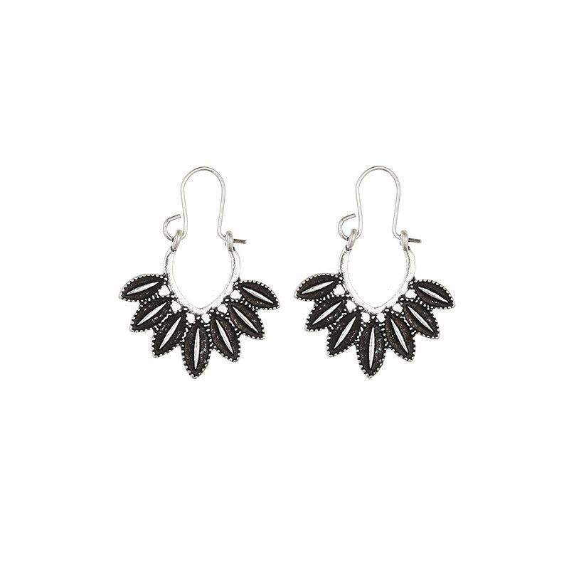 Bohemian Retro Earrings Ethnic Exaggerated Carved Bronze Metal Set