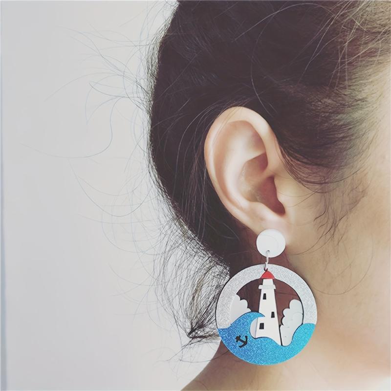 Wave Lighthouse Studs Earrings Hypoallergenic Studs for Women