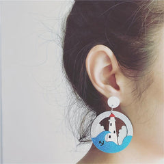 Wave Lighthouse Studs Earrings Hypoallergenic Studs for Women