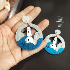 Wave Lighthouse Studs Earrings Hypoallergenic Studs for Women