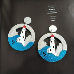 Wave Lighthouse Studs Earrings Hypoallergenic Studs for Women