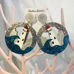 Wave Lighthouse Studs Earrings Hypoallergenic Studs for Women