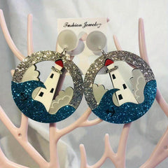 Wave Lighthouse Studs Earrings Hypoallergenic Studs for Women