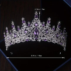 Purple Crown Necklace and Earring Set for Bride Wedding