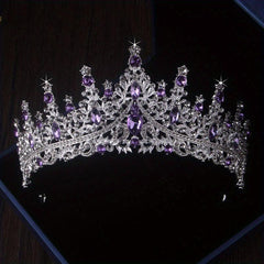 Purple Crown Necklace and Earring Set for Bride Wedding