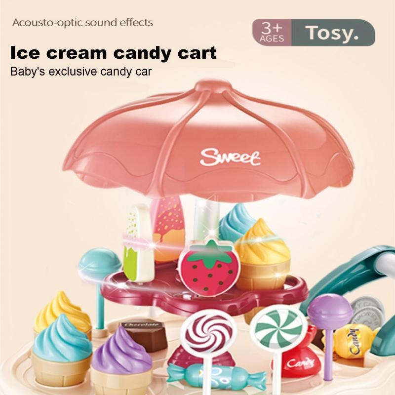 Kids Candy Cart Pretend Play Ice Cream Toy Kitchen Shop - Lights & Music