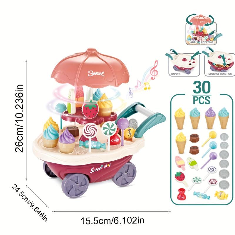 Kids Candy Cart Pretend Play Ice Cream Toy Kitchen Shop - Lights & Music