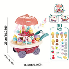 Kids Candy Cart Pretend Play Ice Cream Toy Kitchen Shop - Lights & Music