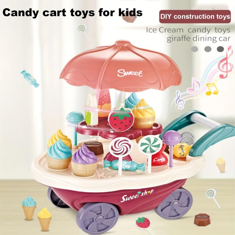 Kids Candy Cart Pretend Play Ice Cream Toy Kitchen Shop - Lights & Music