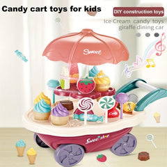 Kids Candy Cart Pretend Play Ice Cream Toy Kitchen Shop - Lights & Music