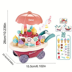 Kids Candy Cart Pretend Play Ice Cream Toy Kitchen Shop - Lights & Music