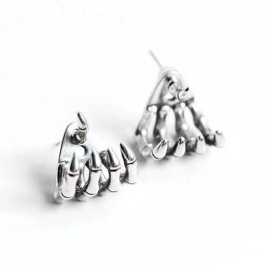Retro Skeleton Hand Stud Earrings Punkgoth Style