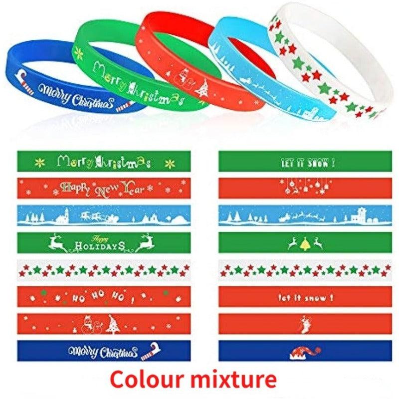 Christmas Props Silicone Wristbands 8 Patterns Rubber Wristband
