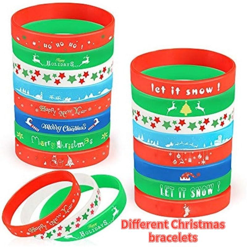 Christmas Props Silicone Wristbands 8 Patterns Rubber Wristband
