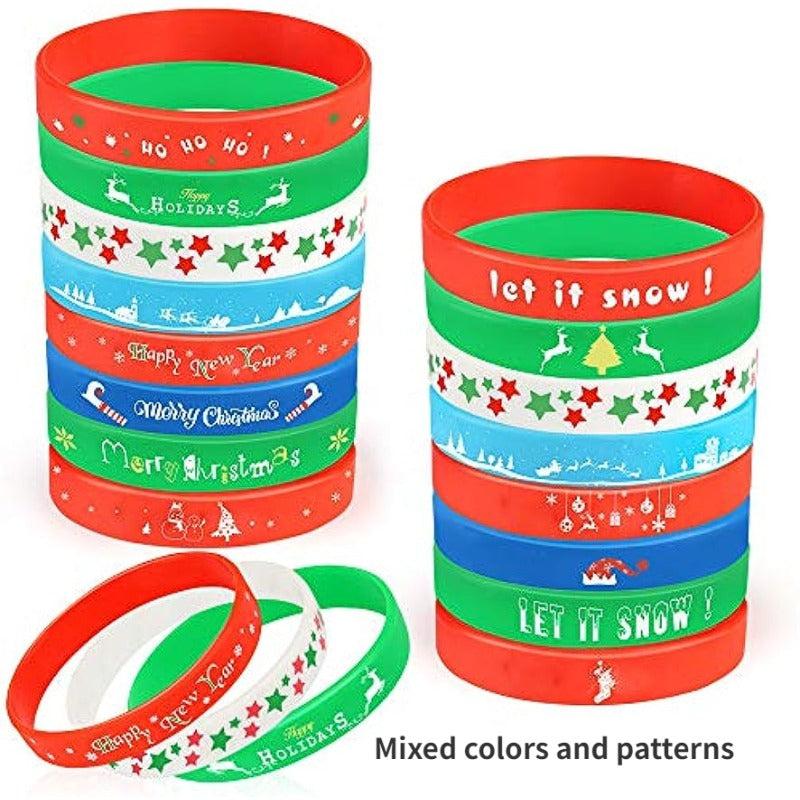 Christmas Props Silicone Wristbands 8 Patterns Rubber Wristband