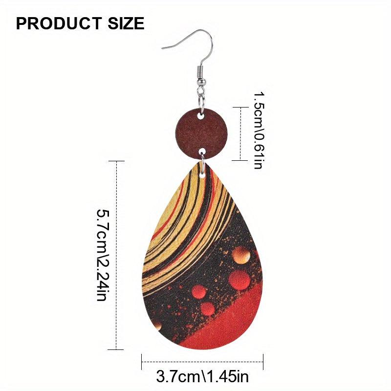 Planet Pattern Faux Leather Earrings Party Jewelry