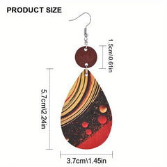 Planet Pattern Faux Leather Earrings Party Jewelry