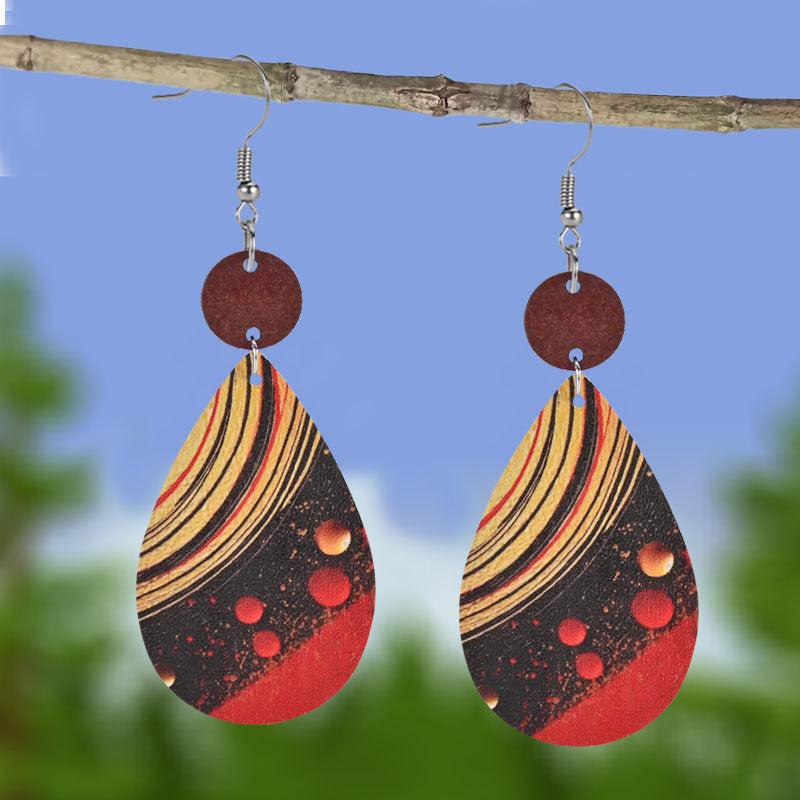 Planet Pattern Faux Leather Earrings Party Jewelry