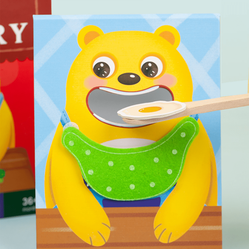 Bear Feeding Game Kids Toy Simulation Food Spoon Training Funny Gift