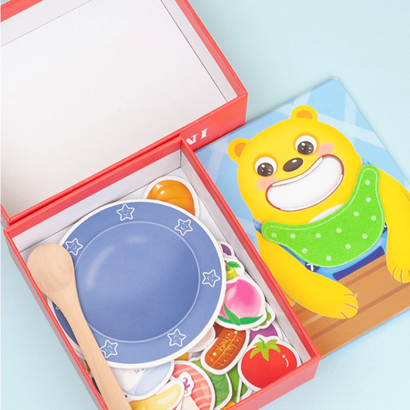 Bear Feeding Game Kids Toy Simulation Food Spoon Training Funny Gift