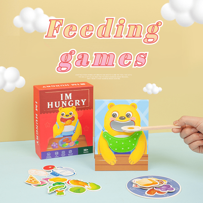 Bear Feeding Game Kids Toy Simulation Food Spoon Training Funny Gift