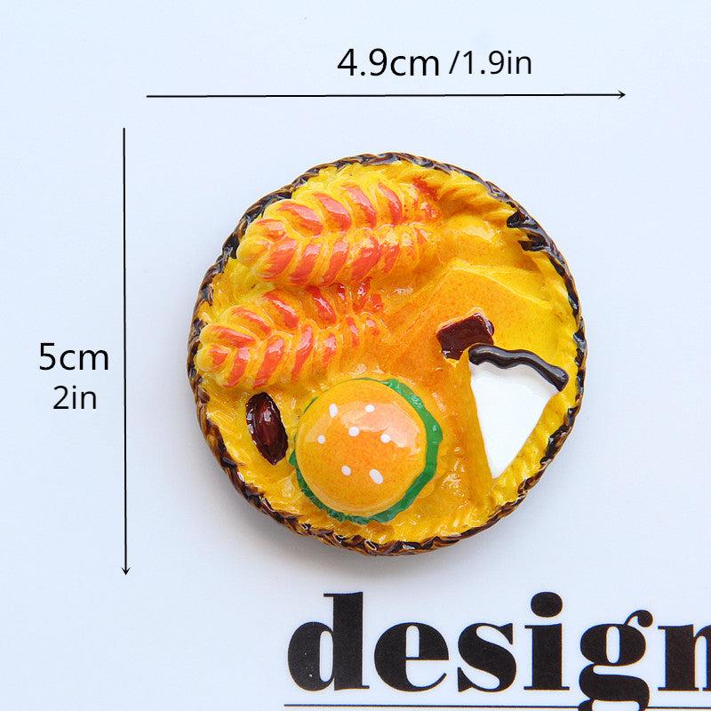 Mini Food Magnets Set - Croissant, Hamburger, Cake Resin DIY Kit