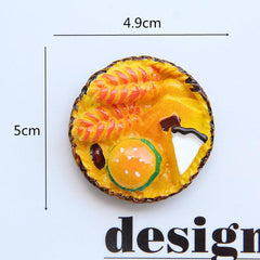 Mini Food Magnets Set - Croissant, Hamburger, Cake Resin DIY Kit