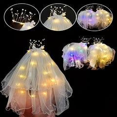 Glowing Veil Celebrity Artificial Flowers With Lights Fairy Double Bow Lights
