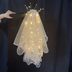 Glowing Veil Celebrity Artificial Flowers With Lights Fairy Double Bow Lights